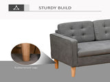 Modern 3 Seater Sofa with Hidden Storage, 169cm Tufted Cotton Couch with Wood Legs, Compact Sofa for T3398P328270