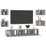 ZNTS 7 Piece TV Cabinet Set Concrete Grey Engineered Wood 3079081