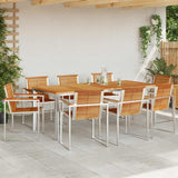 Garden Dining Set 9 pcs Solid Teak Wood and Stainless Steel 3334828