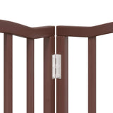 Dog Gate with Door Foldable 9 Panels Brown 450 cm Poplar Wood 3155606