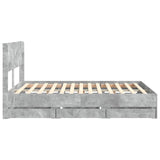 Bed Frame with Storage and Headboard Concrete Grey 135 x 190 cm 3414314
