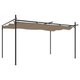 Pergola with Retractable Roof Taupe 395x292x230 cm 360118