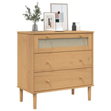 Drawer Cabinet SENJA Rattan Look Brown 80x40x80 cm Solid Wood Pine 358022
