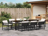 Garden Dining Set 9 pcs Black Poly Rattan 3380744