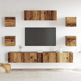 7 Piece TV Cabinet Set Wall-mounted Old Wood Engineered Wood 3329209