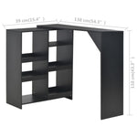 ZNTS Bar Table with Moveable Shelf Black 138x39x110 cm 280223