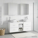 Bathroom Furniture Set 5 pcs White Engineered Wood and Glass 3406727