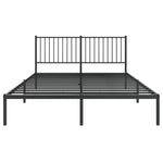 ZNTS Metal Bed Frame without Mattress with Headboard Black 150x200cm 350866