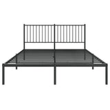 ZNTS Metal Bed Frame without Mattress with Headboard Black 150x200cm 350866