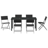 Garden Dining Set Folding 7 pcs Black Powder-Coated Steel 3379377