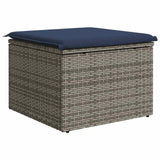 Garden Stool with Cushion Grey 55 x 55 x 37 cm Poly Rattan 366154