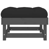 Garden Footstool with Cushion Grey Solid Wood Pine 825438