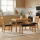 Dining Set 5 pcs Black Solid Oak Wood 3430280