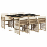 7 Piece Garden Dining Set with Cushions Beige Poly Rattan 3211630