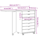 ZNTS Rolling Cabinet with Desk MOSS White Solid Wood Pine 355901