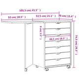 ZNTS Rolling Cabinet with Desk MOSS White Solid Wood Pine 355901