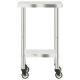 Kitchen Work Table with Wheels 55x55x85 cm Stainless Steel 376462
