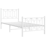 Metal Bed Frame without Mattress with Footboard White 80x200cm 376186