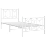 Metal Bed Frame without Mattress with Footboard White 80x200cm 376186