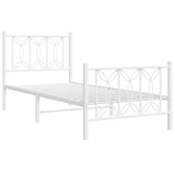 Metal Bed Frame without Mattress with Footboard White 80x200cm 376186