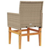 Garden Chairs with Cushions 2 pcs Beige Poly Rattan&Solid Wood 368716