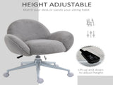 Makeup Vanity Chair, Cute Fluffy Desk Chair with Rolling Wheels for Bedroom Living Room, Grey T3398P378122