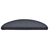 Stair Mats 15 pcs 56x17x3 cm Dark Grey and Blue Half Round 322364