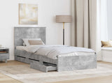 Bed Frame with Drawer Concrete Grey 75 x 190 cm Engineer Wood 3411169