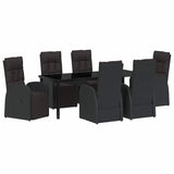 Garden Dining Set with Cushion 7 pcs Black Poly Rattan 3379532