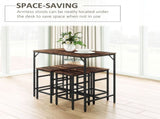 Industrial Rectangular Bar Table Set with 4 Stools for Dining Room, Kitchen, Dinette T3398P344751