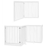 Dog Gate with Door Foldable 6 Panels White 480 cm Poplar Wood 3155677