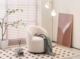 008S Teddy Fabric Swivel Accent Armchair Barrel Chair With Black Powder Coating Metal Ring, Ivory W1397P262484