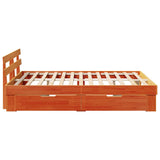 Bed Frame with Headboard Wax Brown 140 x 200 cm Solid Pine Wood 3382276