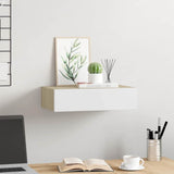 Wall-mounted Drawer Shelf Oak and White 40x23.5x10cm MDF 330249