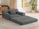 1-Seater Sleeper Sofa, Compressed Corduroy Sofa with High Backrest, Metal Frame, High-Density Foam, W3779P501260