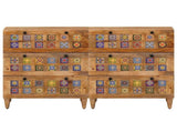 Sideboard 2 pcs Natural 60 x 33 x 75 cm Solid Mango Wood 3310094
