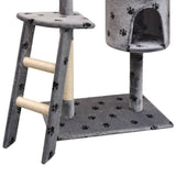 Cat Tree with Sisal Scratching Posts 150 cm Paw Prints Grey 170486
