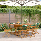 Folding Garden Chairs 6 pcs Green Fabric and Solid Wood 3214623