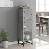 Highboard with Glass Doors Concrete Grey 35x37x120 cm 836563