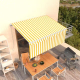 ZNTS Manual Retractable Awning with Blind 3.5x2.5m Yellow&White 3069278