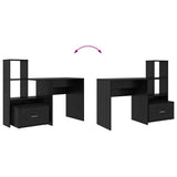 Desk with Shelf Black Oak 131.5 x 50 x 106.5 cm Engineered Wood 3337266