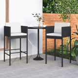 Bar Stool Set of 2 Black Poly rattan Counter Height Lightweight 316673