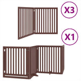 Dog Gate with Door Foldable 10 Panels Brown 800 cm Poplar Wood 3155695