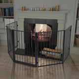 Fireplace Fence for Pets Black Steel 275411