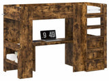 Loft Bed Frame with Desk Smoked Oak 75 x 190 cm Engineered Wood 3410431