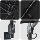 Garden Parasol Black 248.5 x 247.5 x 160 cm Polyester and Steel 42003257