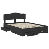 Bed Frame with Headboard Black 150 x 200 cm Engineered Wood 3413178
