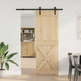 Sliding Door NARVIK Natural and Black 80 x 210 cm 3445348