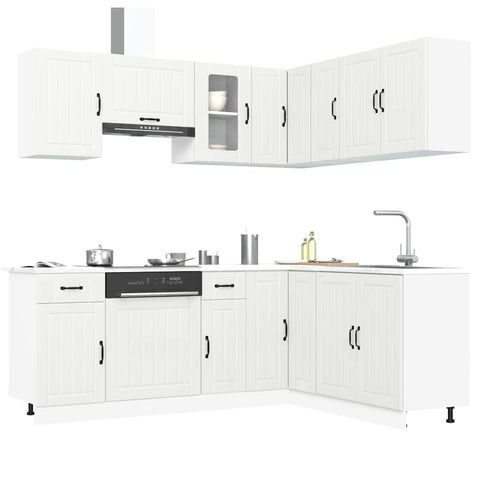 ZNTS 11 Piece Kitchen Cabinet Set Kalmar White Engineered Wood 3314941