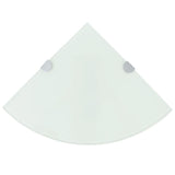 Corner Shelves 2 pcs with Chrome Supports Glass White 35x35 cm 3051599